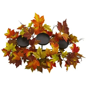 7" x 22" Artificia Maple Leaf Arrangement Candelabrum - Low Maintenance, Life-Like & Vibrant Silk Flowers For Busy People.