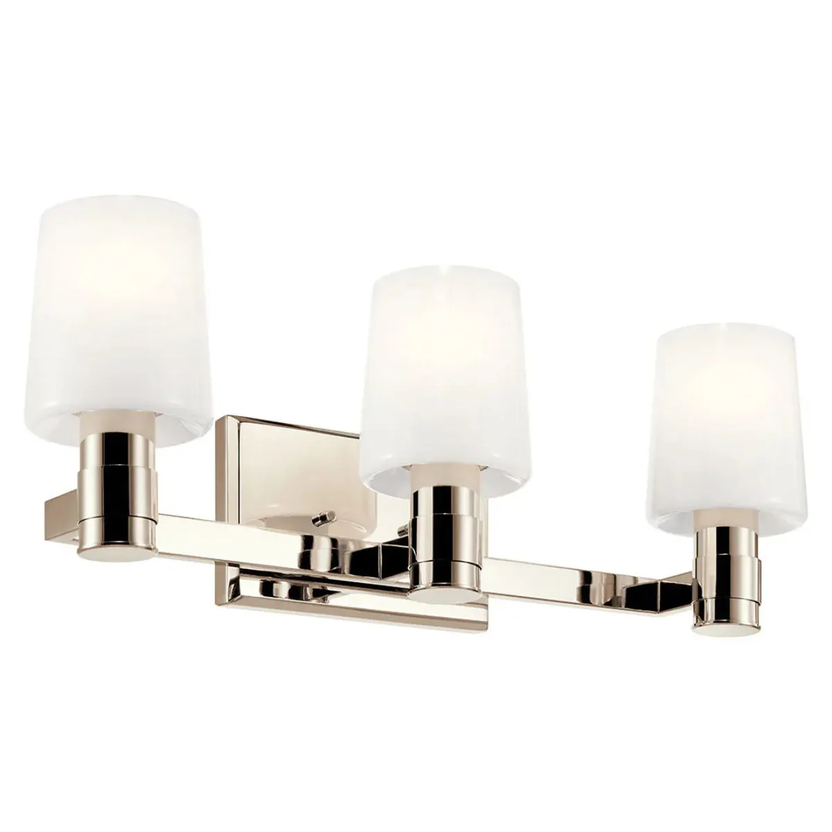 Adani 24 In 3-Lights Bathroom Vanity Light With Opal Glass, Polished Nickel Finish