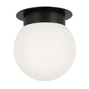 Albers 9" 1-Light Globe Flush Mount Light with Opal Glass, Black Finish