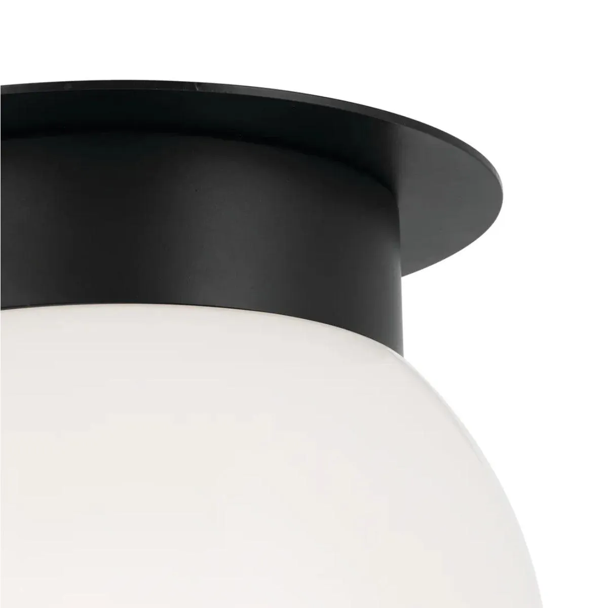 Albers 9" 1-Light Globe Flush Mount Light with Opal Glass, Black Finish