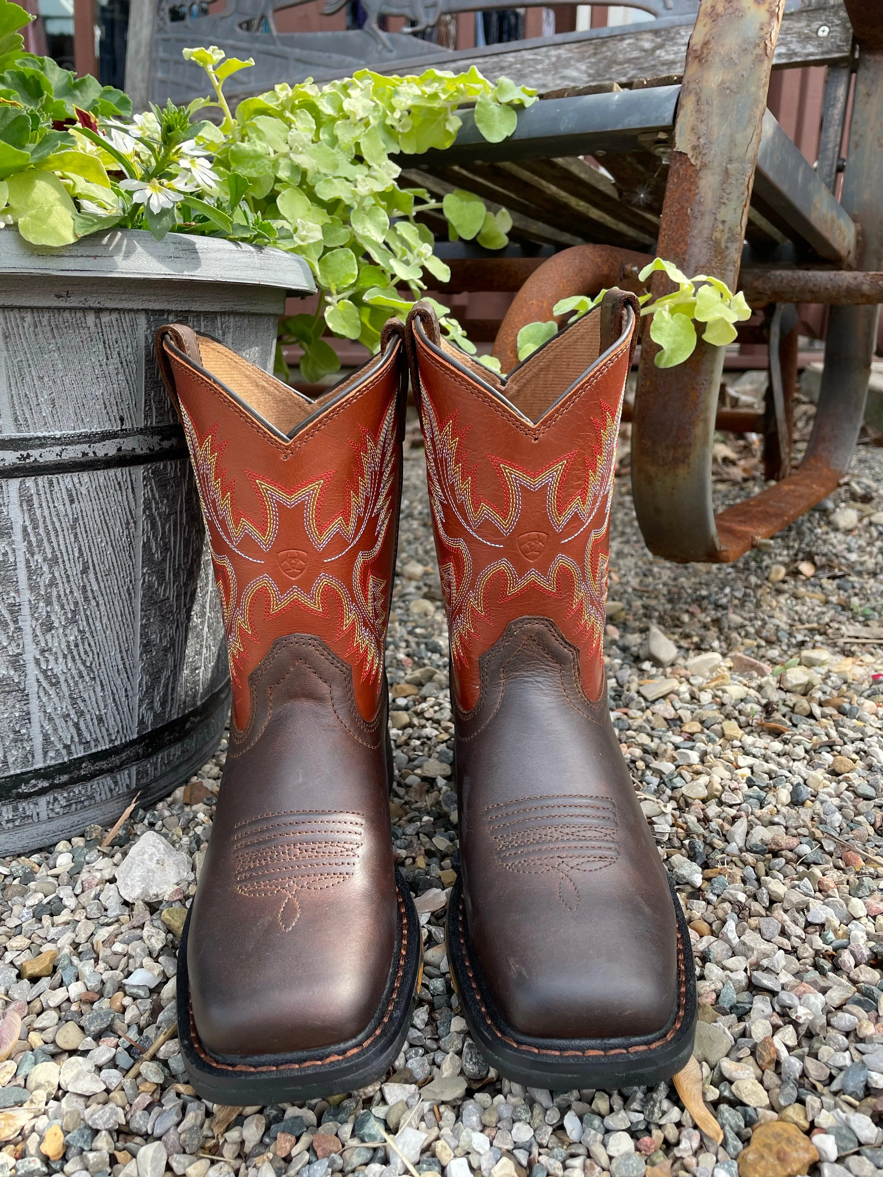 Ariat Children's/Youth WorkHog Dark Earth Wide Square Toe Western Cowboy Boot 10007837