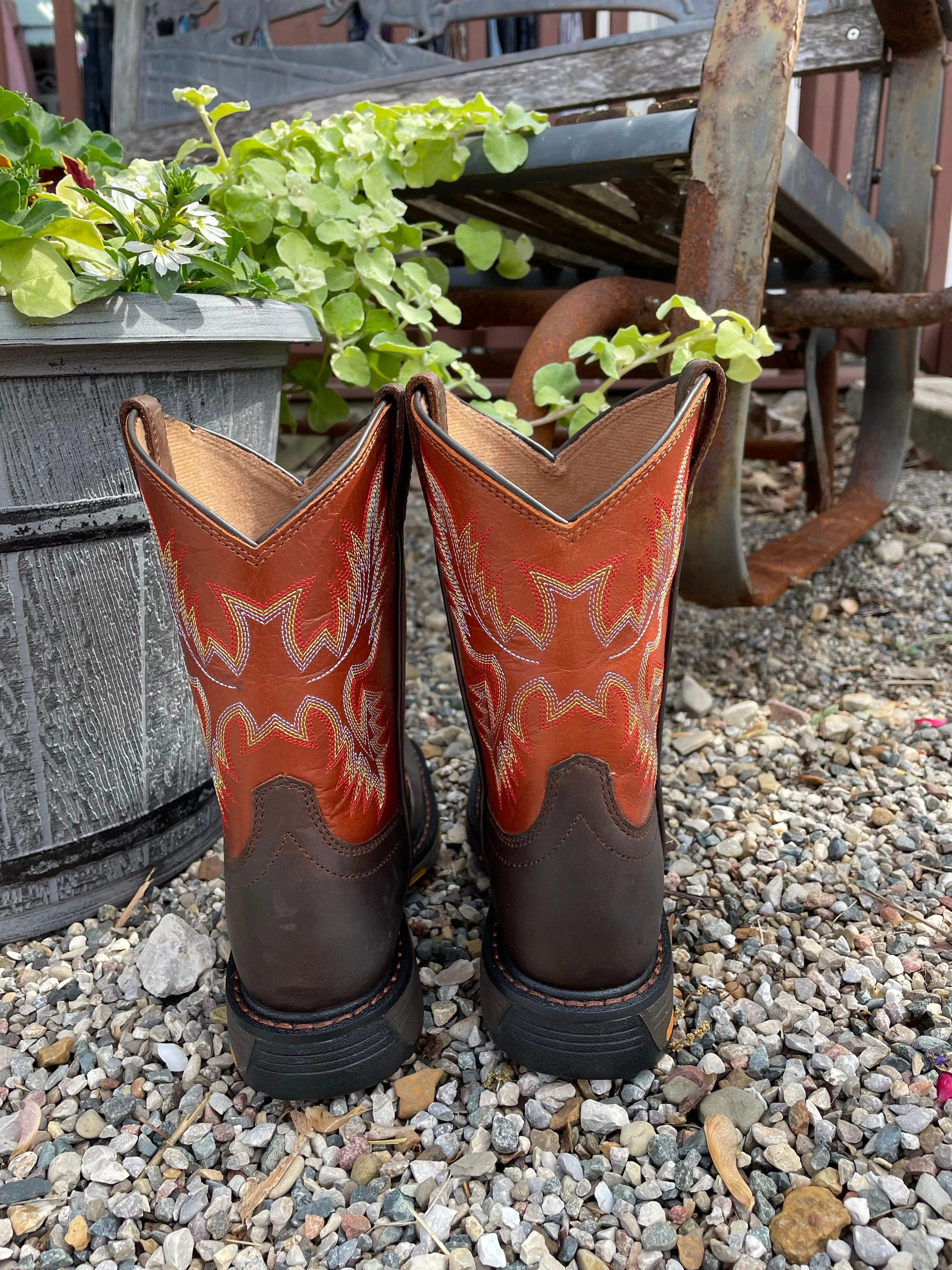 Ariat Children's/Youth WorkHog Dark Earth Wide Square Toe Western Cowboy Boot 10007837