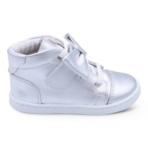 Borboleta Silver 'Tatiana' Hi-Top Leather Bow Boots