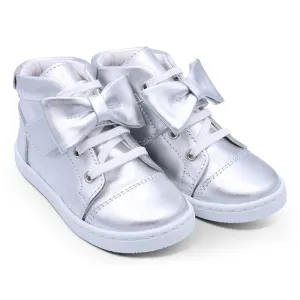 Borboleta Silver 'Tatiana' Hi-Top Leather Bow Boots