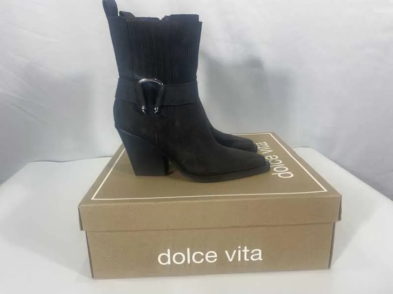 BOUNTY BOOTS ONYX EMBOSSED SUEDE - re:vita