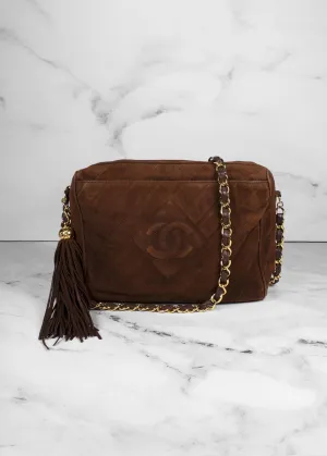 Chanel Suede Quilted Tassel Brown Camera Case