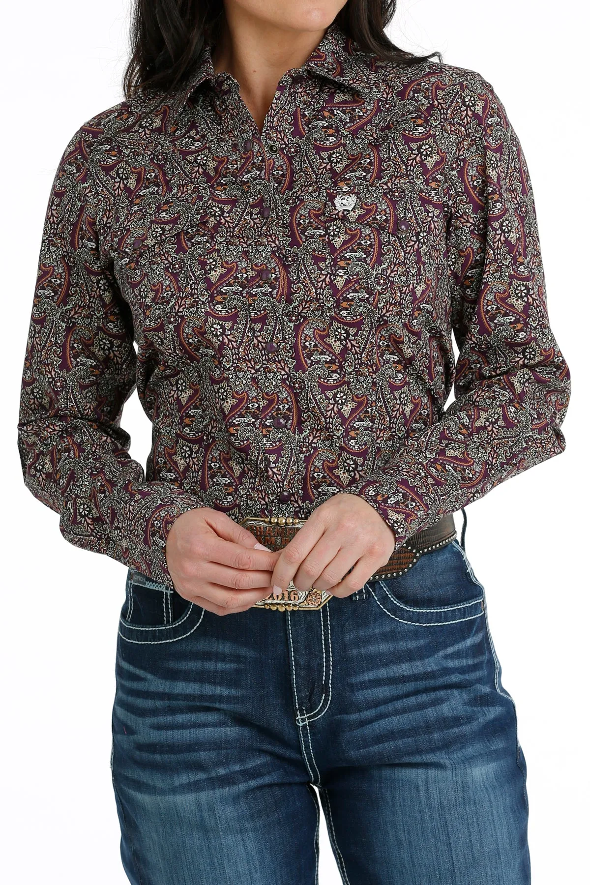 Cinch Women's Purple Paisley Western Snap Shirt