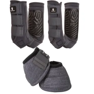 Classic Equine Classic Fit Front, Hind, and Bell Boot Combo Pack- Charcoal