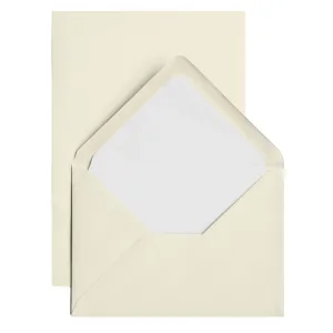 Classic Stationery Set - Laid Finish, Straight Edge - 5 3/4" x 8 1/4" - Cream