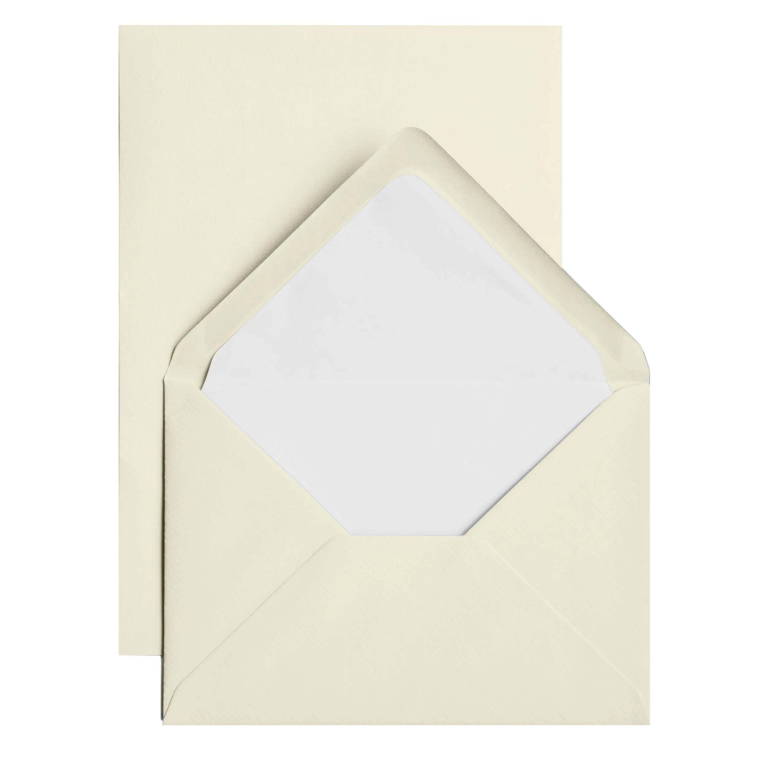 Classic Stationery Set - Laid Finish, Straight Edge - 5 3/4" x 8 1/4" - Cream