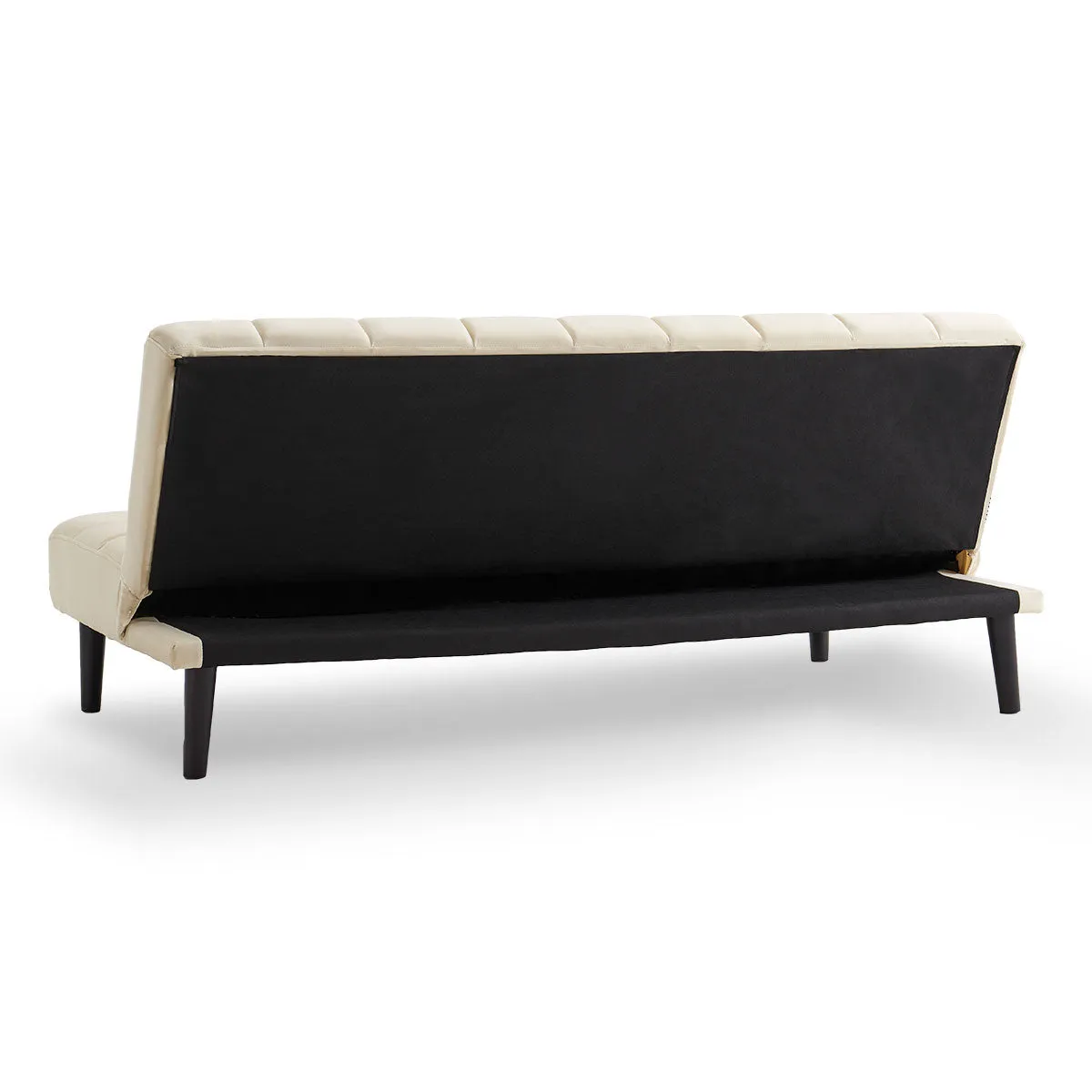 Convertible Faux Suede Sofa Bed, Wooden Frame - Sarantino