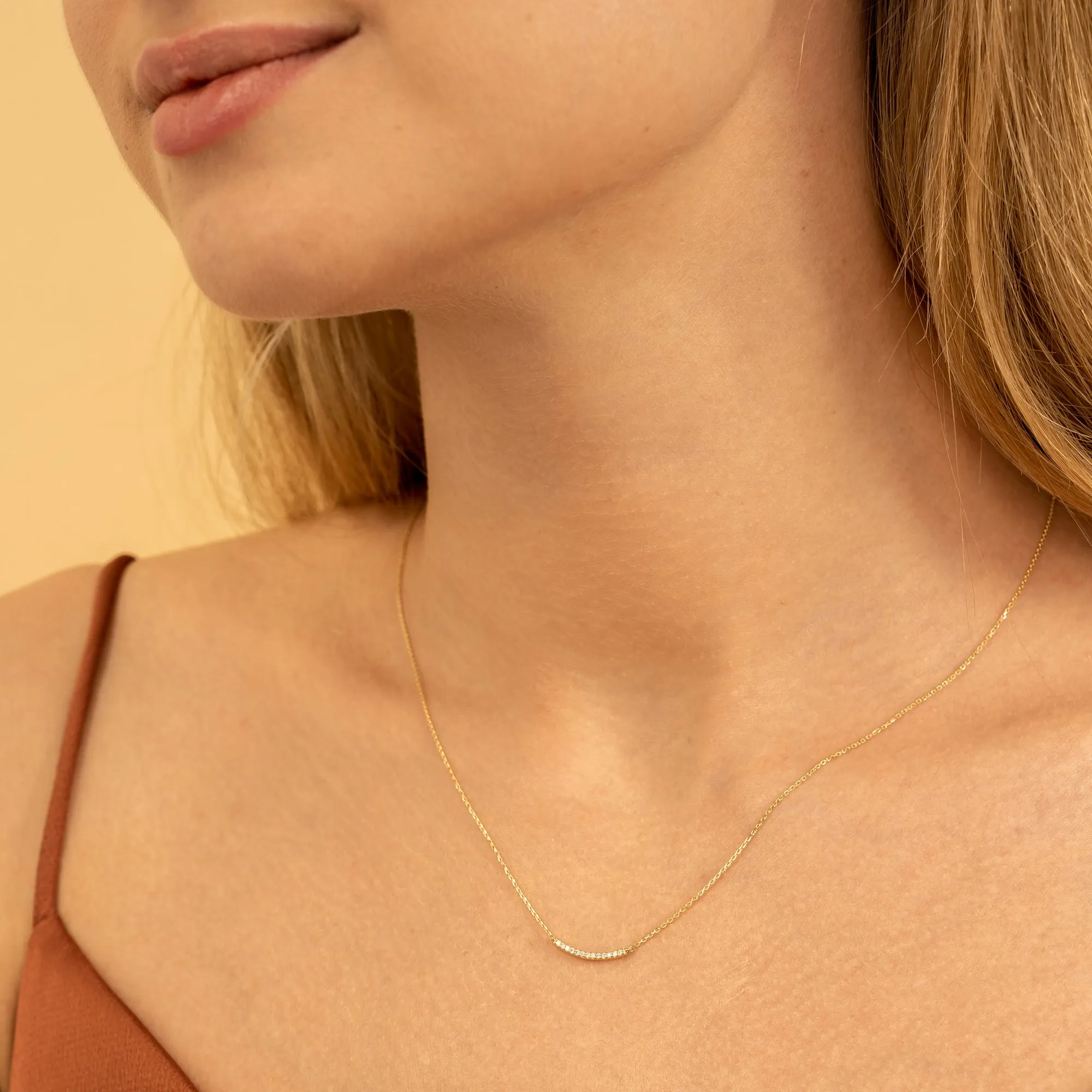 Curved Diamond Bar Necklace, Ava