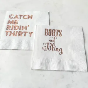 Custom "Boots and Bling" Birthday Party Napkins