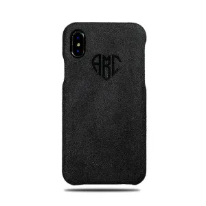 Dark Gray Micro Suede iPhone Xs / iPhone X Monogram Case