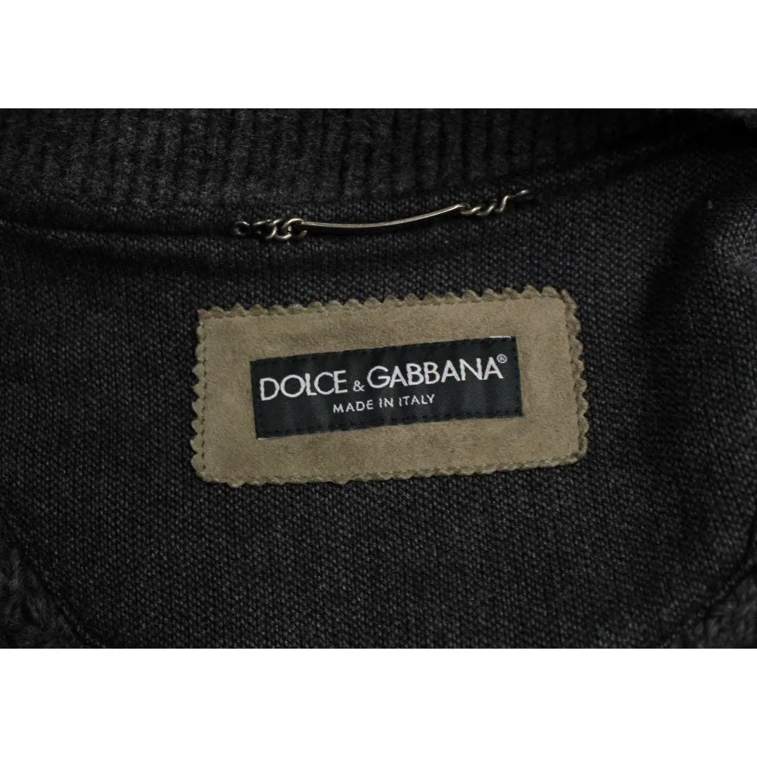 Dolce & Gabbana Elegant Leather & Wool Blend Jacket