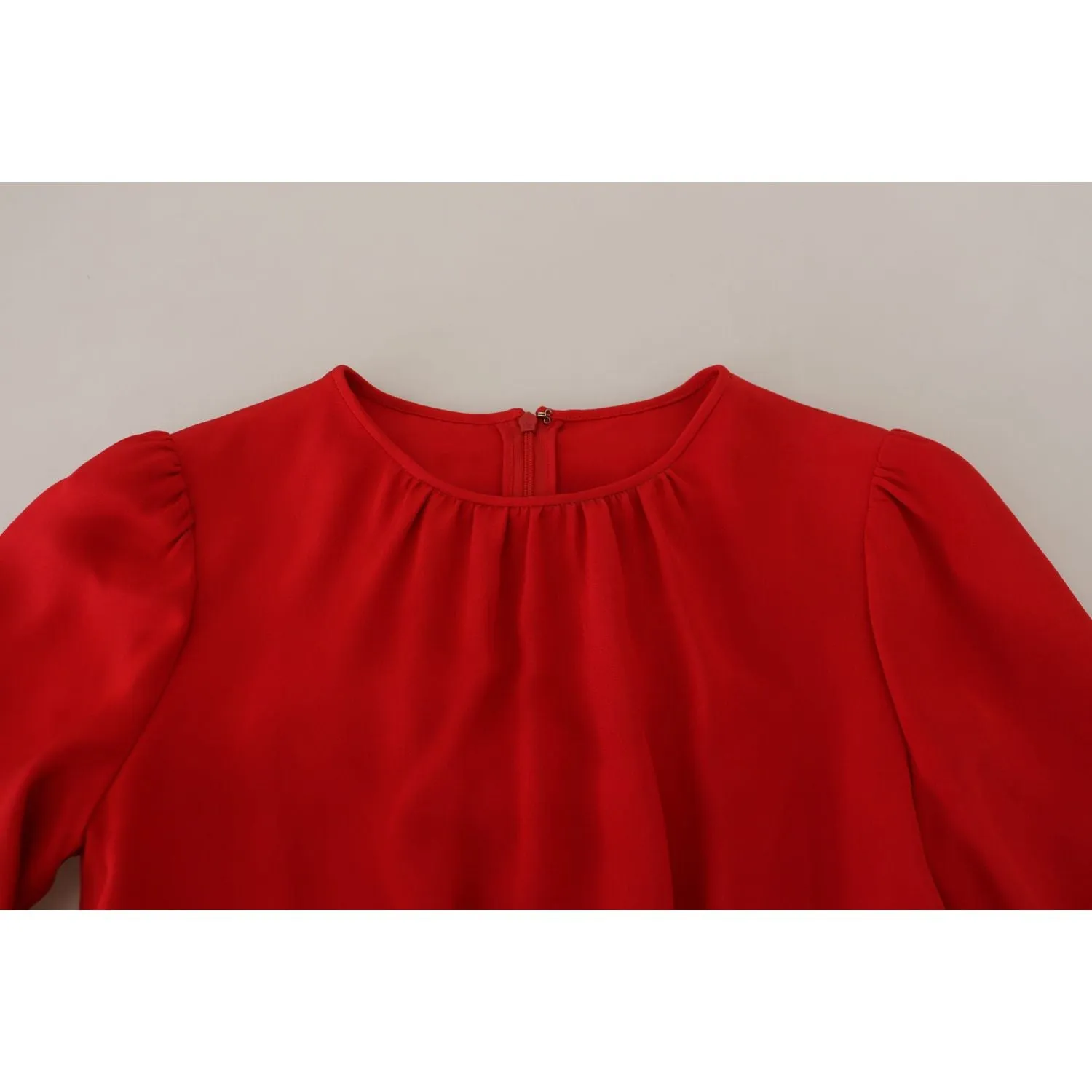 Dolce & Gabbana Elegant Red Silk A-Line Knee Length Dress