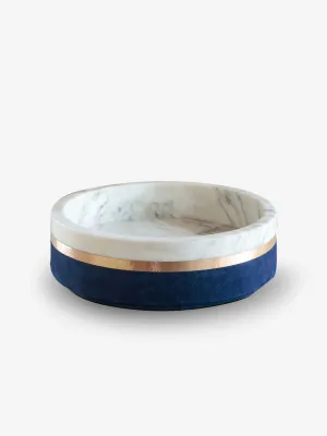 Dure Bowl in Calacatta Marble and Marine Suede