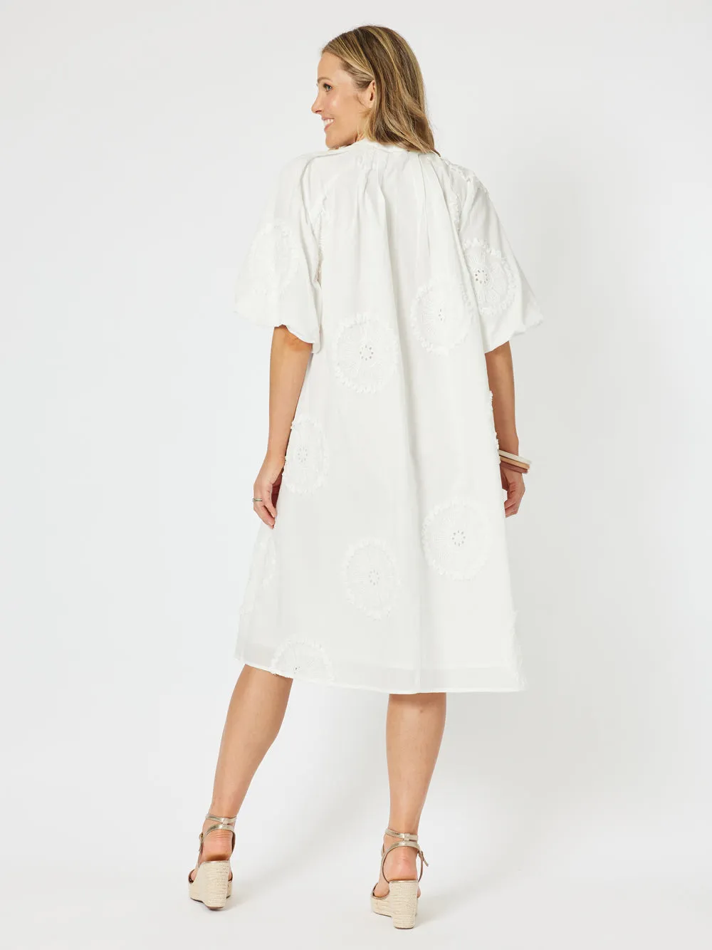 Emanuella Button Dress - White