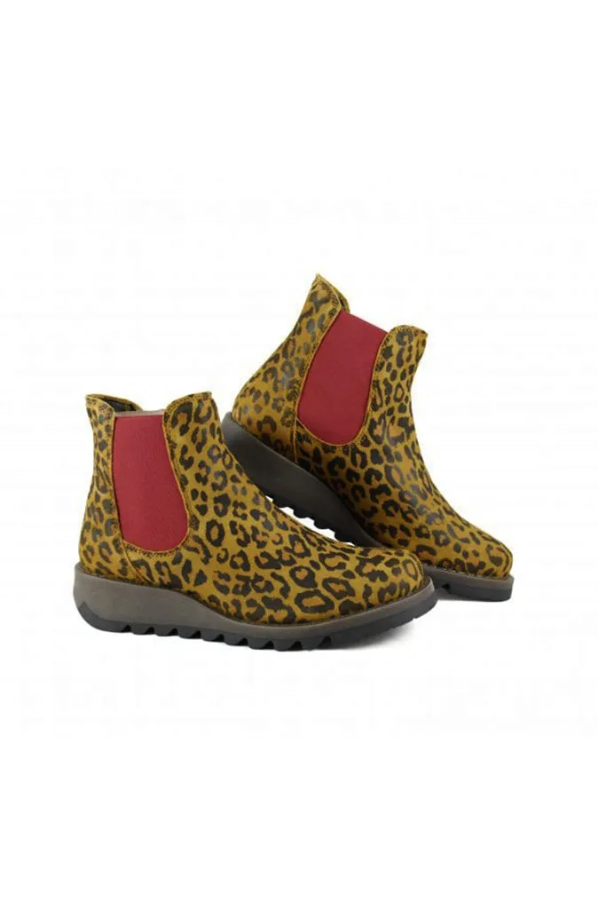 Fly London Salv Leather Boots in Cheetah