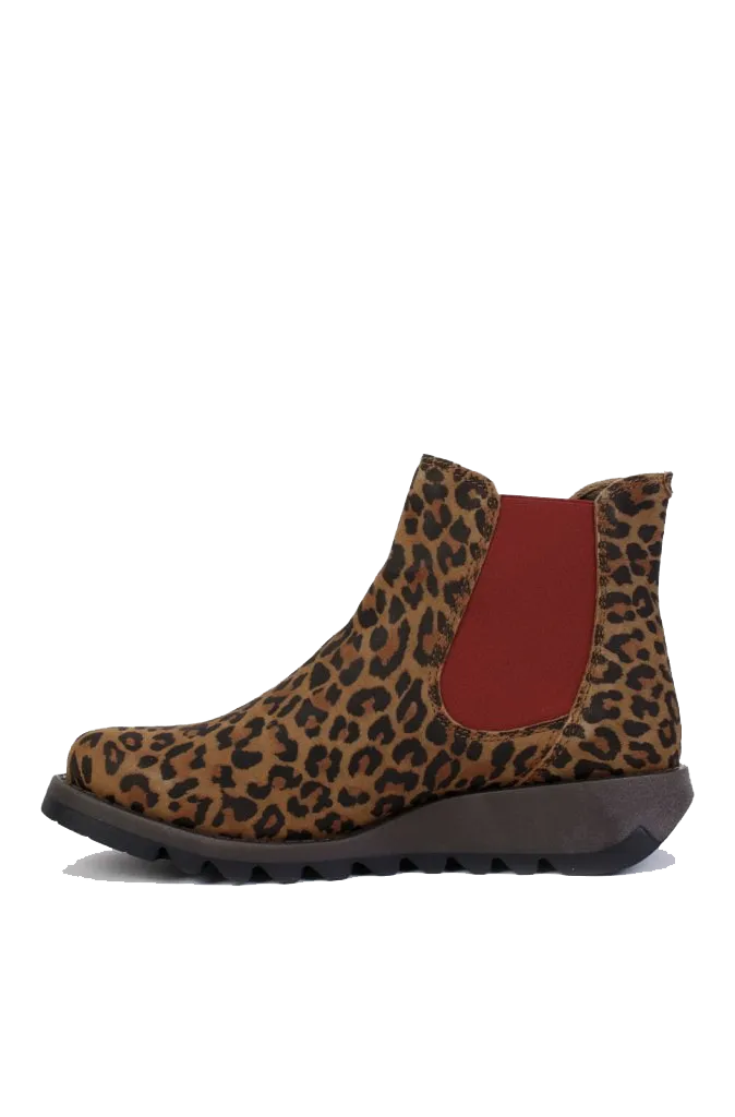 Fly London Salv Leather Boots in Cheetah