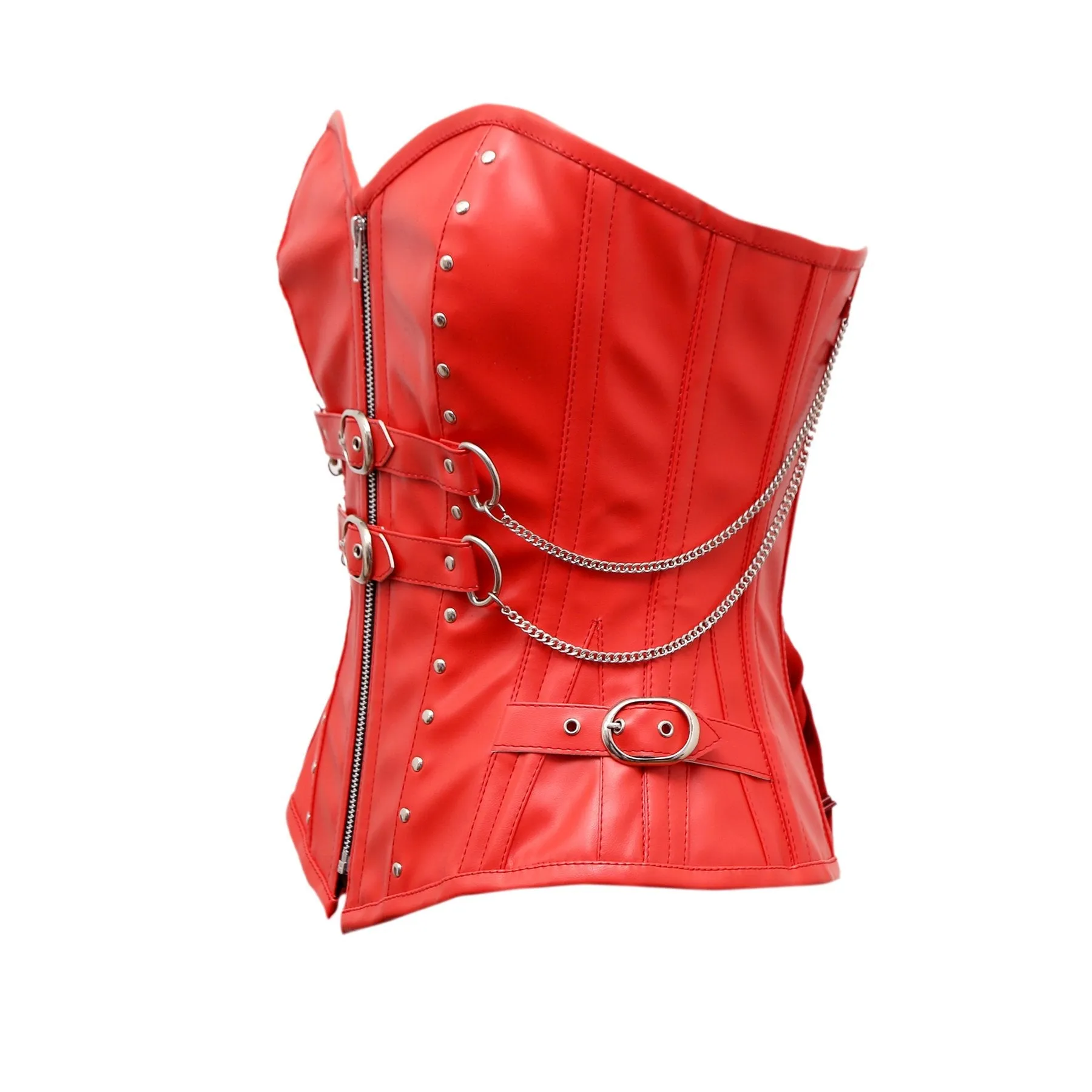 Gabin Overbust Corset In Red Faux Leather