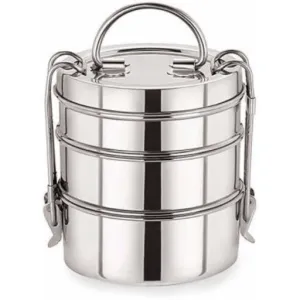 GALOOF Stainless Steel 3 Compartment Simple Tiffin/ Lunch box