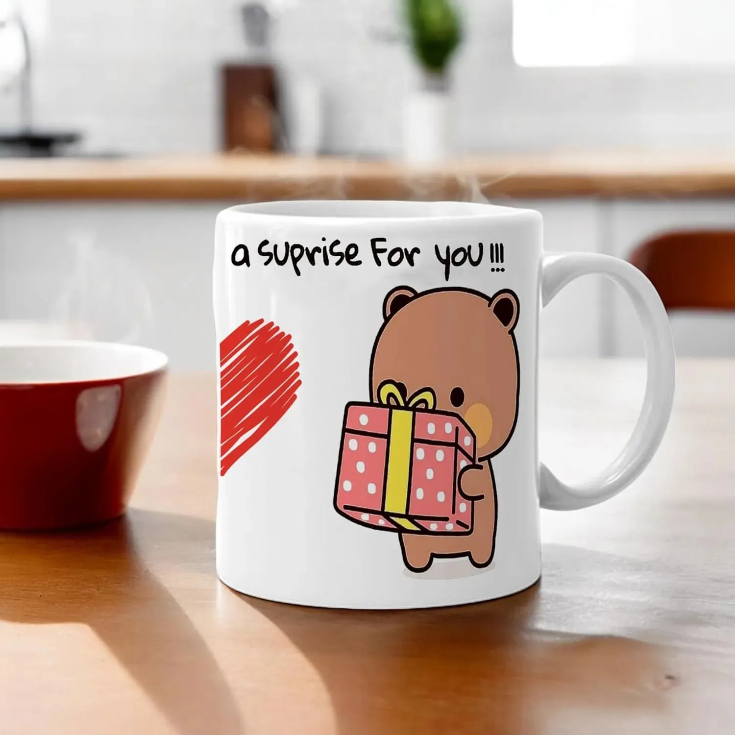 Goma Peach Surprise Cute Printed Mug to Gift for Married Couple Girlfriend Boyfriend Anniversary Gift