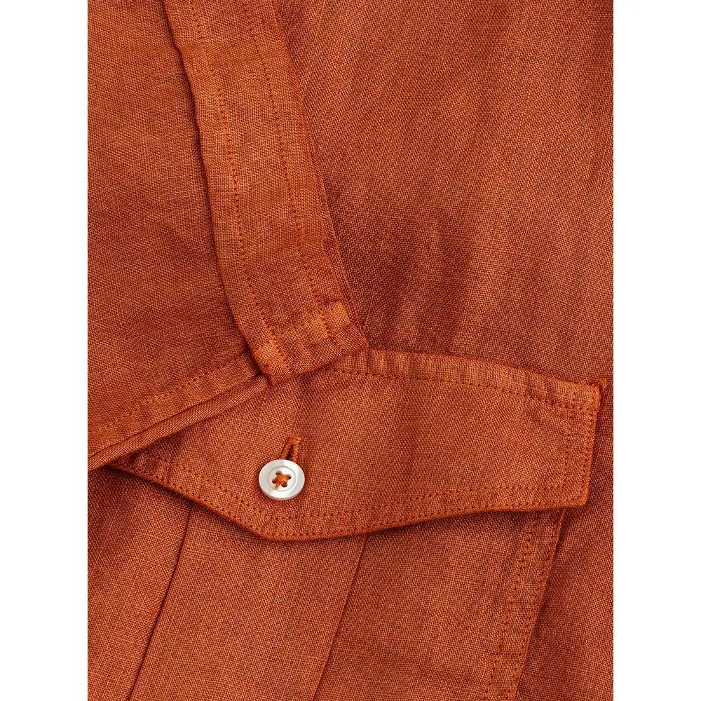 Gran Sasso Elegant Linen Brown Shirt for Men