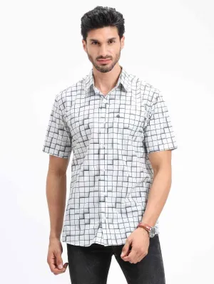 Grey Checks Printed Half Sleeve Shirt