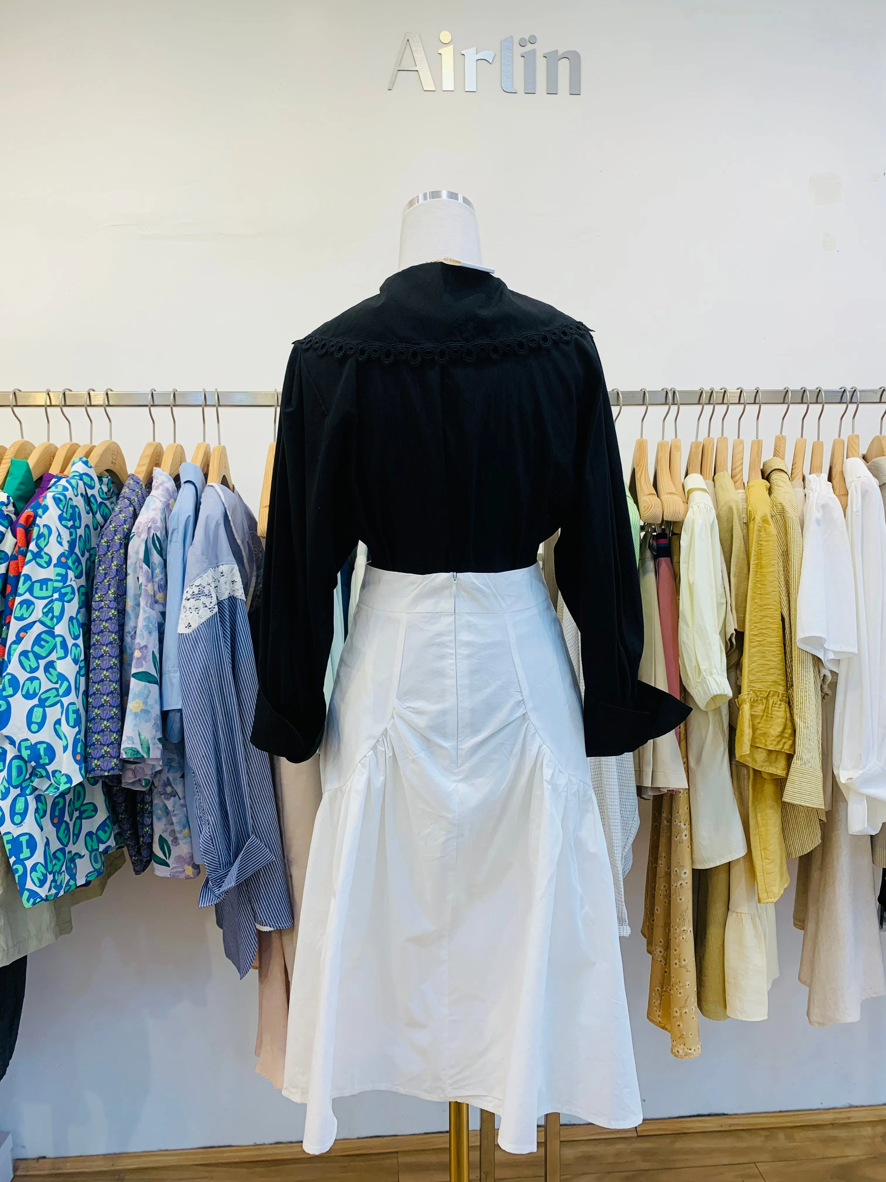 Half length office white skirt