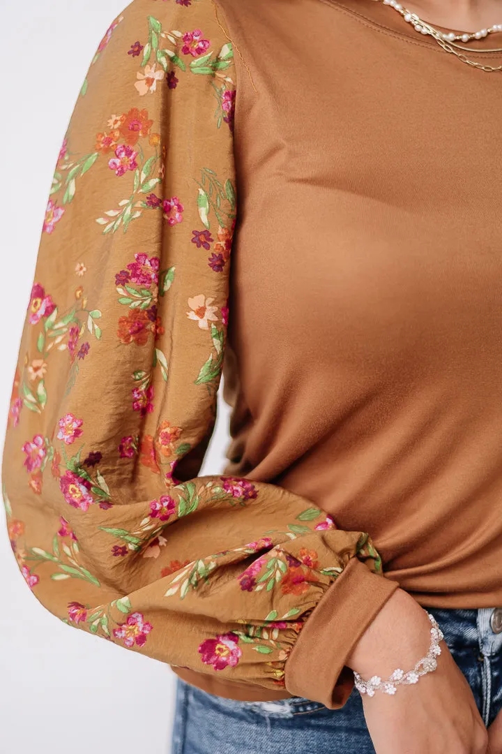 Here To Stay Floral Sleeve Top