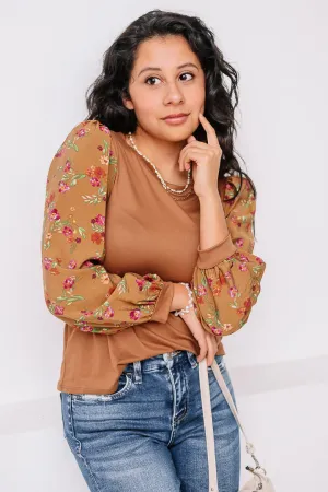 Here To Stay Floral Sleeve Top