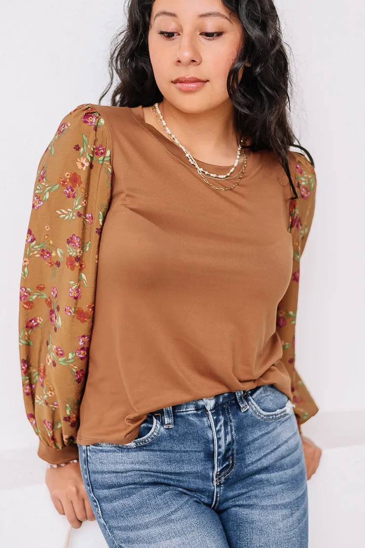 Here To Stay Floral Sleeve Top