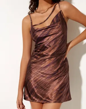 Iza Mini Dress in Satin Marble Cocoa