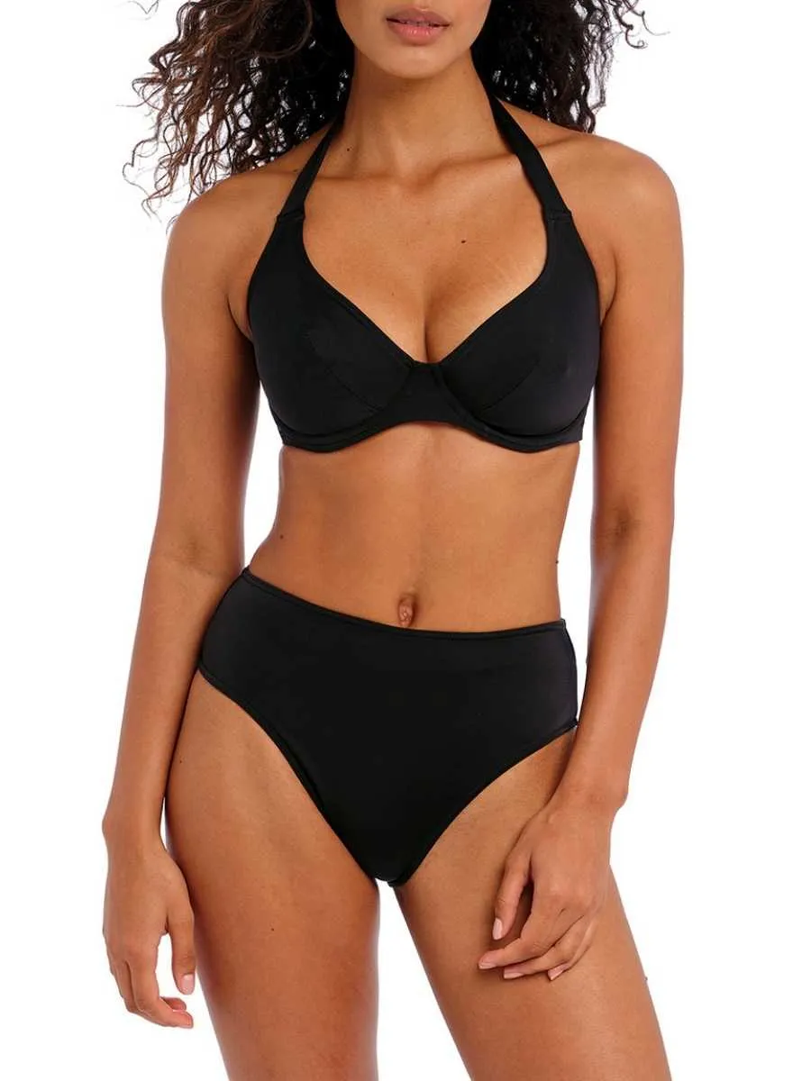 Jewel Cove Halter Bikini Top - Plain Black