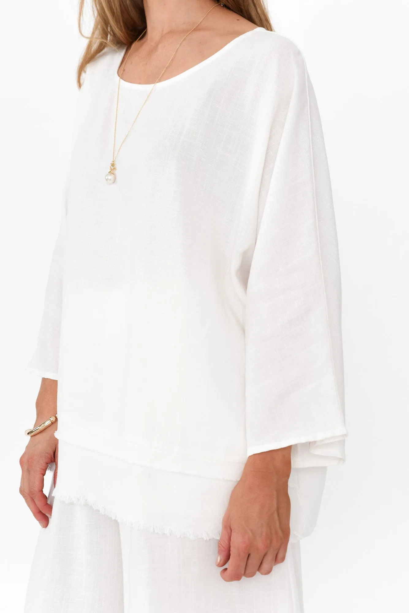 Johanna White Linen Blend Top