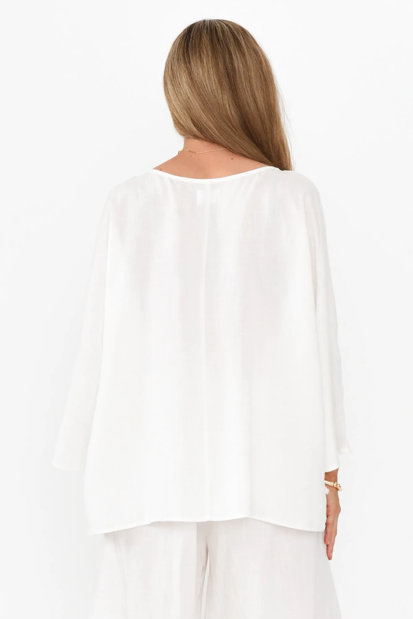 Johanna White Linen Blend Top