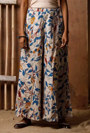 Kalamkari Block Printed Off White Palazzos