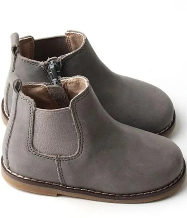 Leather Hard Soled Boots - Dusty Blue