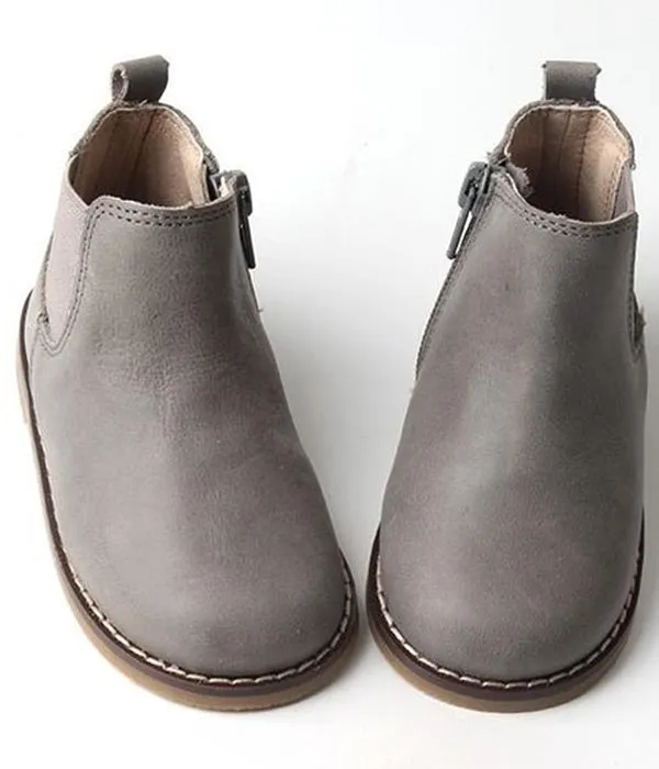 Leather Hard Soled Boots - Dusty Blue