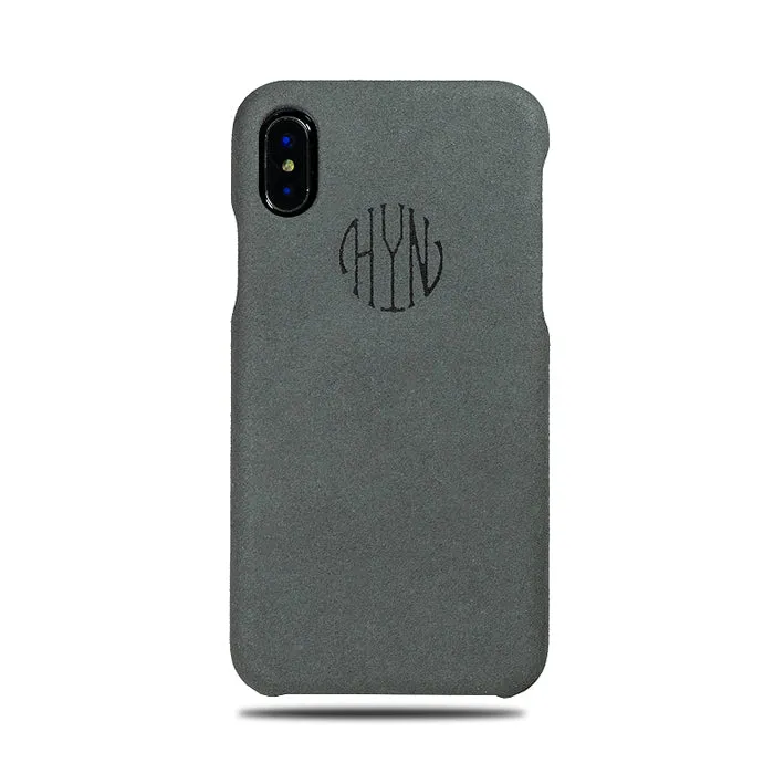 Light Gray Micro Suede iPhone Xs / iPhone X Monogram Case