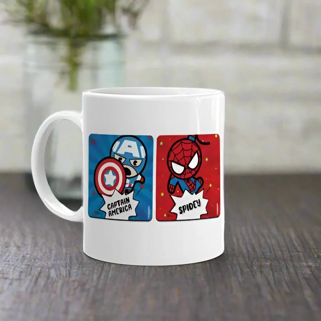 Little Marvel Team Printed White Coffee Mug for Kids Birthday