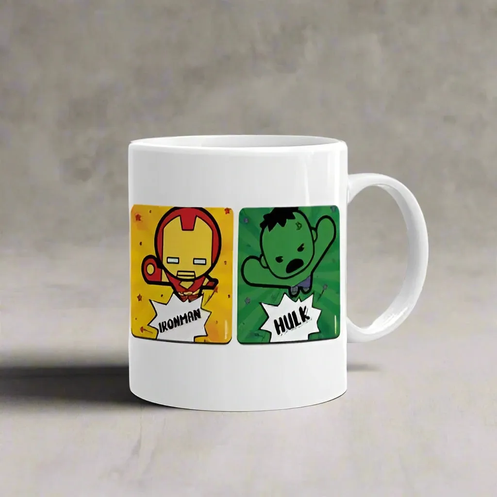 Little Marvel Team Printed White Coffee Mug for Kids Birthday