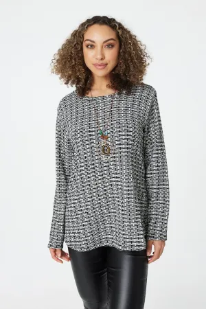 Long Sleeve Top with Necklace