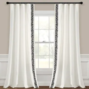 Luxury Modern Flower Linen Like Embroidery Border Window Curtain Panel