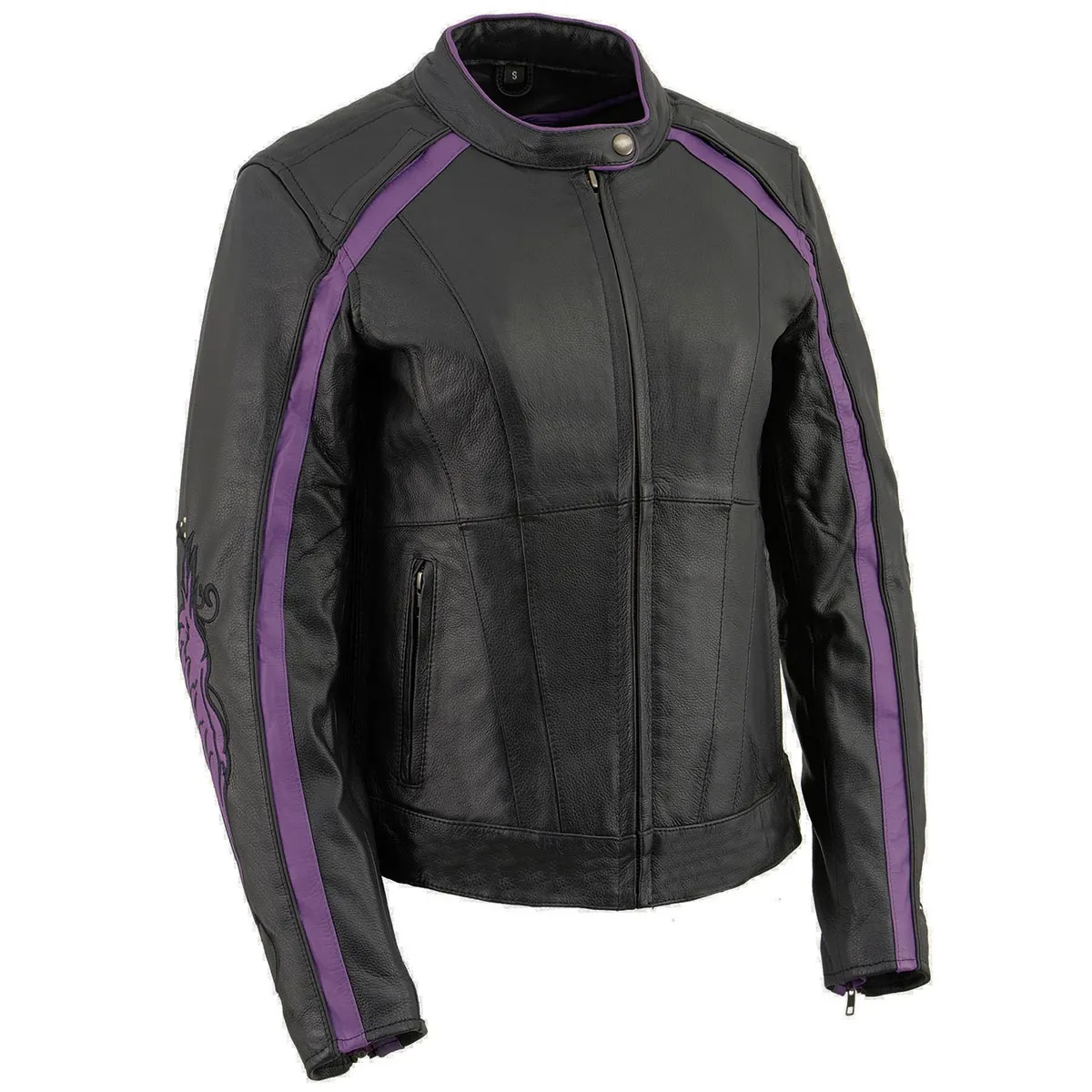 Milwaukee Leather ML1952 Women's Black and Purple Embroidered and Stud