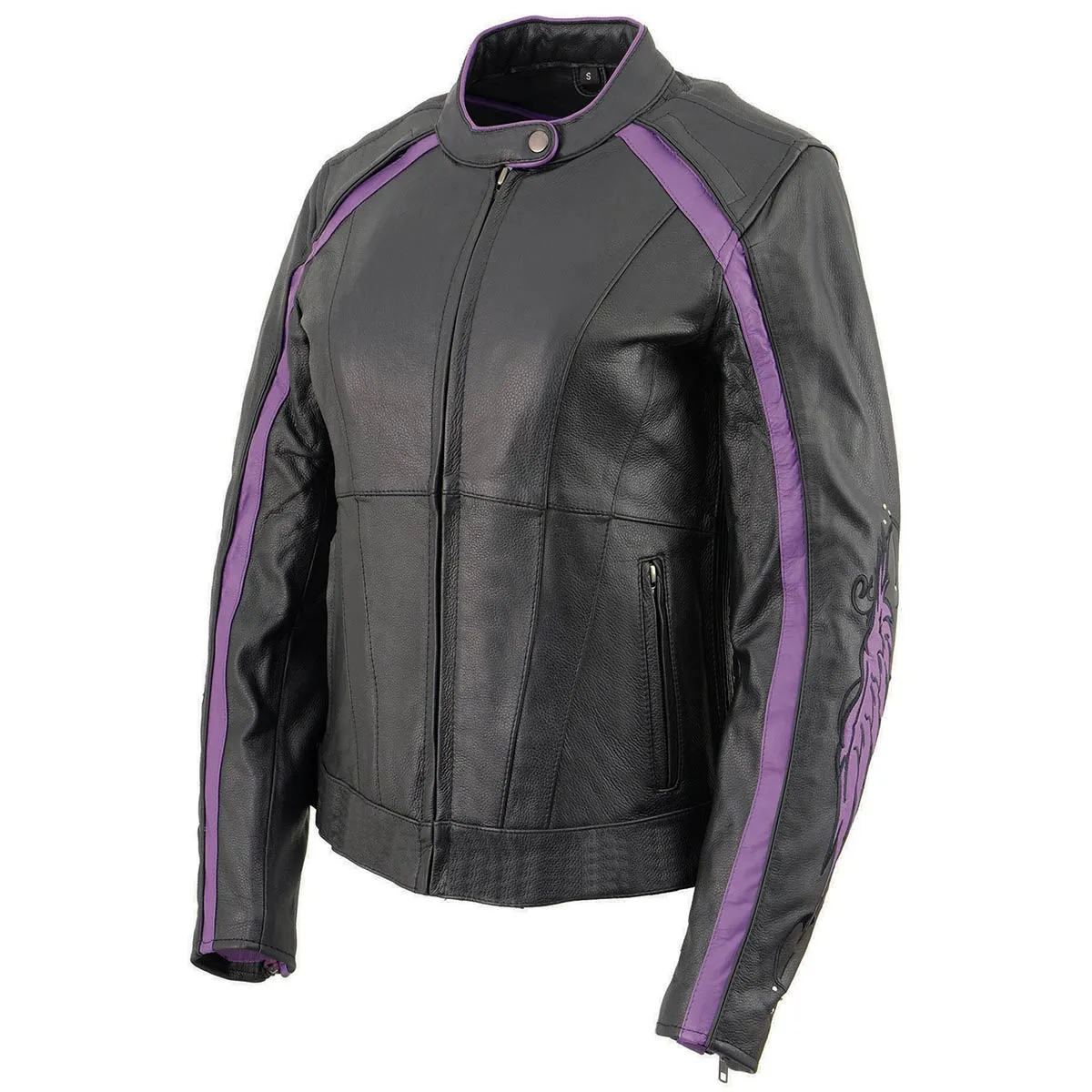 Milwaukee Leather ML1952 Women's Black and Purple Embroidered and Stud