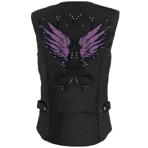 Milwaukee Leather SH1955 Ladies Black and Purple Textile Vest with