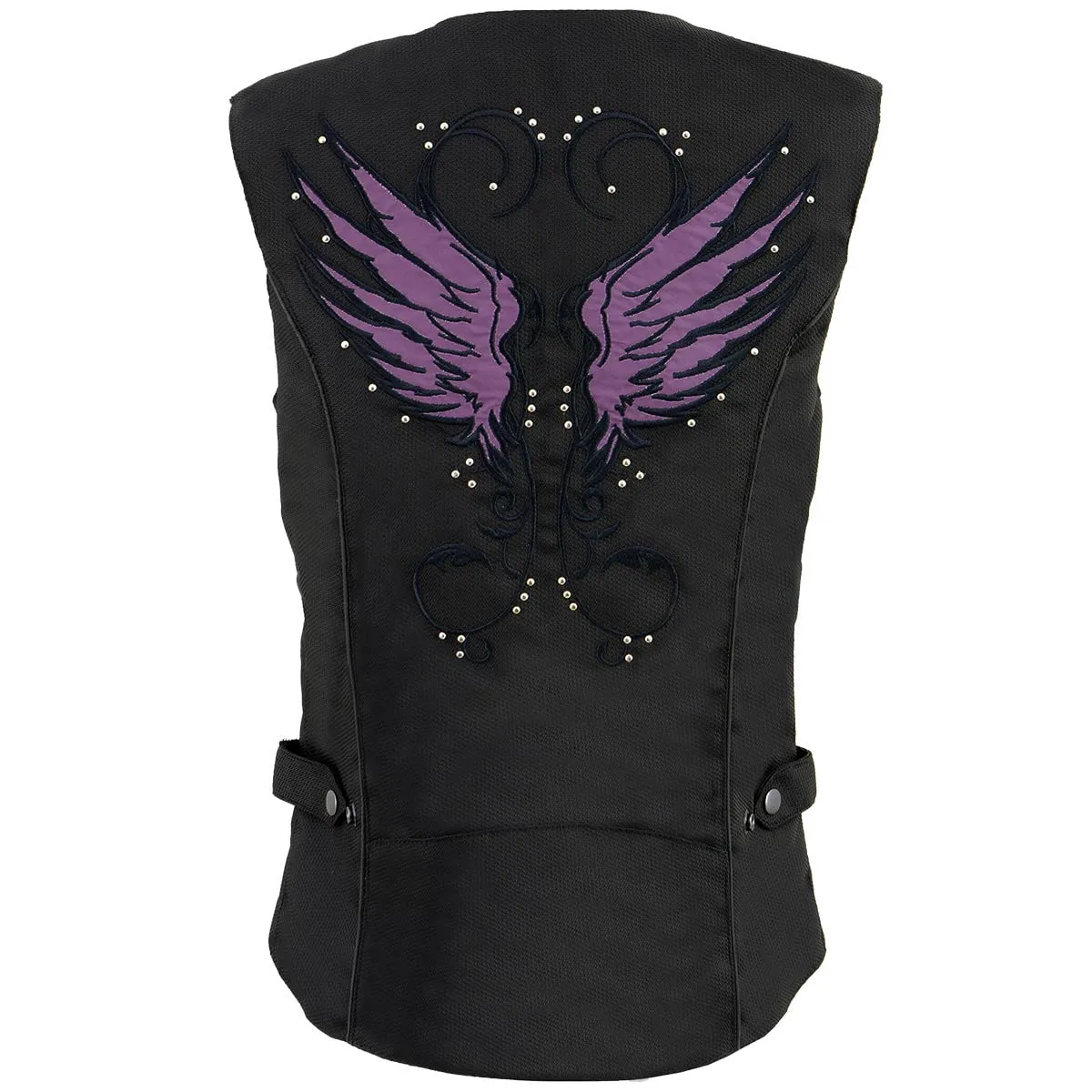 Milwaukee Leather SH1955 Ladies Black and Purple Textile Vest with