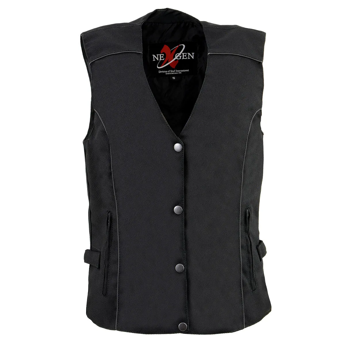 Milwaukee Leather SH1955 Ladies Black Textile Vest with Wing